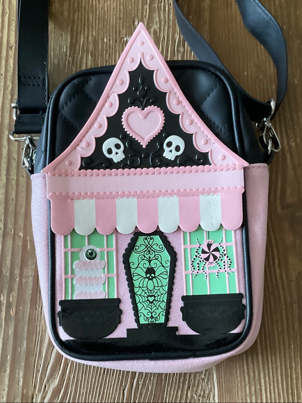 Bath & Body Works Pink Black & Mint Haunted House Kids Crossbody